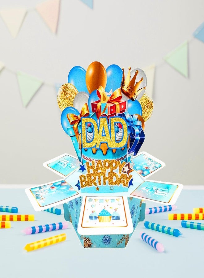 Asmallgf Dad Birthday Card Gifts，Funny 3D Pop up Birthday Card for Dad from Daughter Son，Explosion Box Greeting Card with Cake, Balloons & Gifts - Image 4