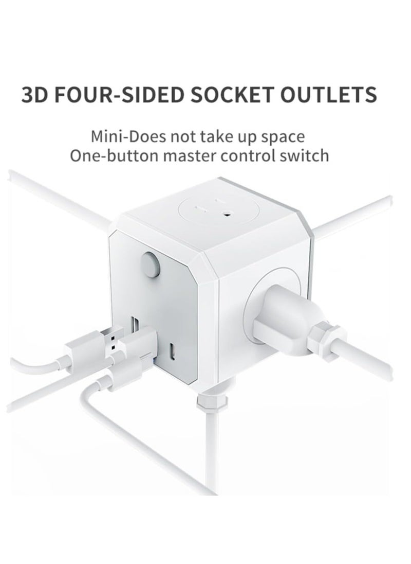 Anmi - Multi Plug Extension Lead,4 Way 4 UK Standard Plugs Socket adapter,1.8M Extension Cord,2 USB,1 Type C Ports (5V/3.4A Max) for Home Dorm Office Travel - Image 1