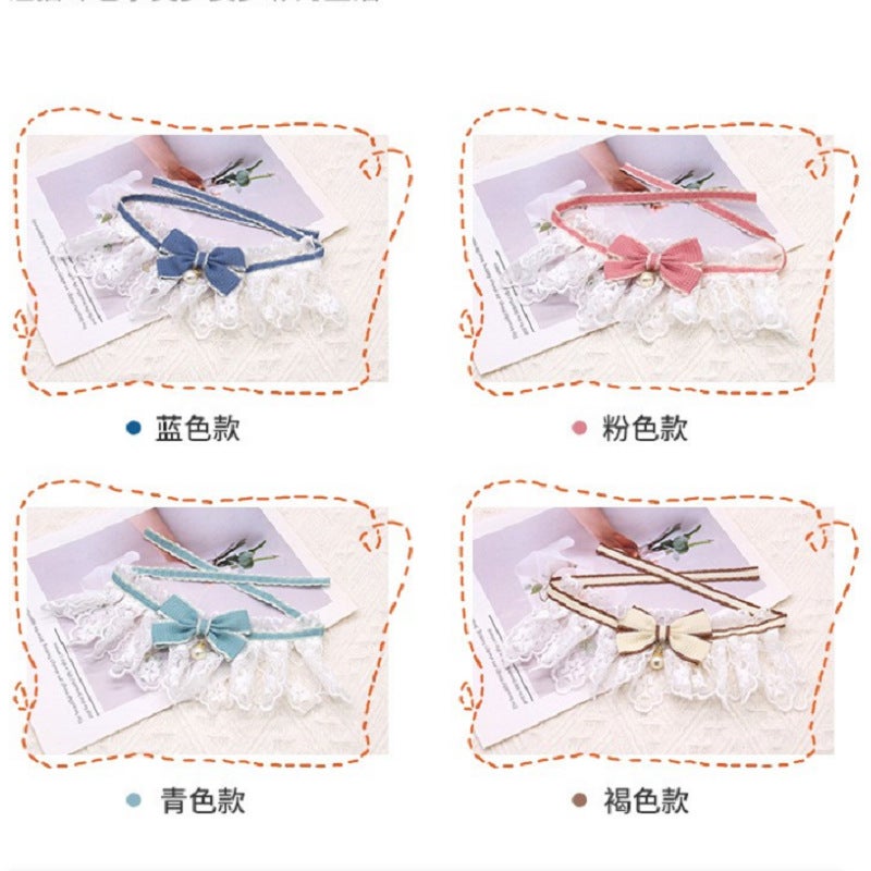 Pet Saliva Towel Cat Bib Bib Cat Dog Decorative Scarf Cute Lace Bow Scarf Dog Collar - Image 4