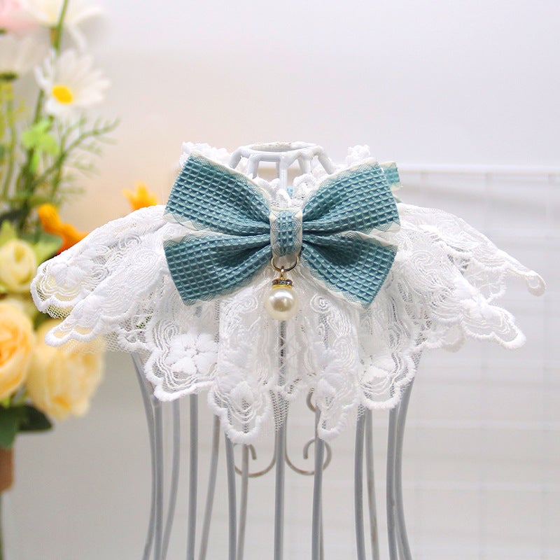Pet Saliva Towel Cat Bib Bib Cat Dog Decorative Scarf Cute Lace Bow Scarf Dog Collar - Image 1