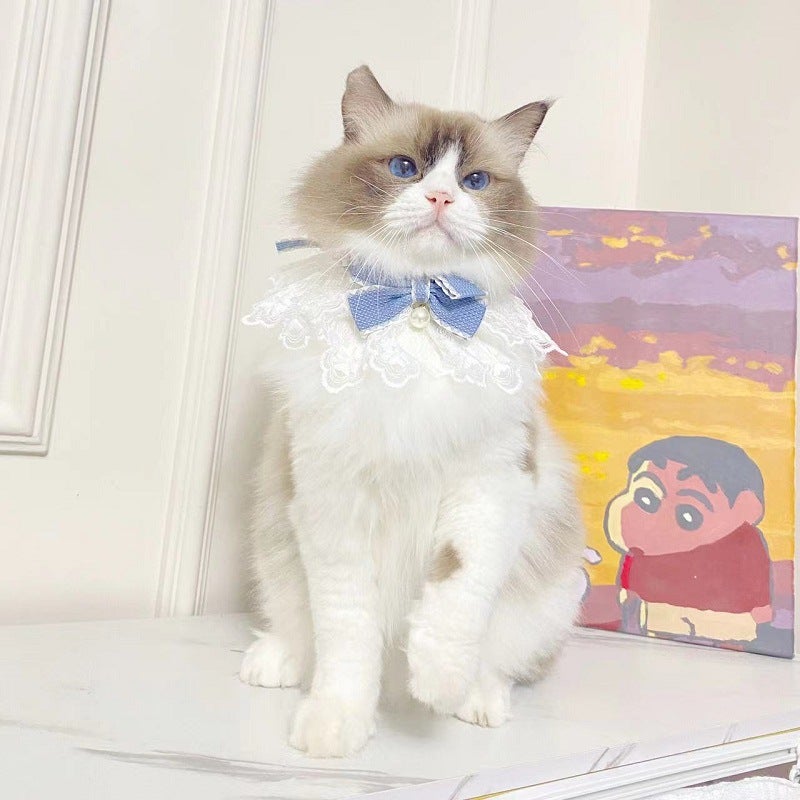 Pet Saliva Towel Cat Bib Bib Cat Dog Decorative Scarf Cute Lace Bow Scarf Dog Collar - Image 3