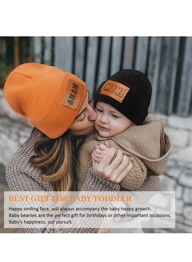 Barakah Parent-Child Beanie Hat, 2PCS Mother & Baby Daughter/Son Winter Warm Knit Hat, Kids Soft Beanie Cap, Ski Cap - Image 3