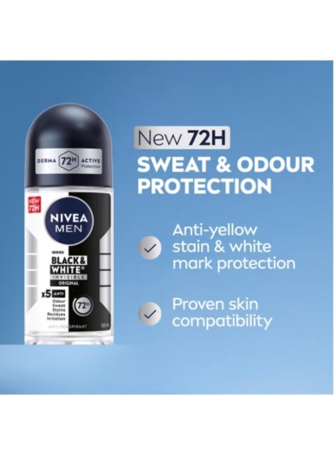 نيفيا بلاك آند وايت إنفزبل رول أون مضاد للتعرق 50 مل عبوة 2 – حماية من البقع والآثار البيضاء مع حماية من التعرق حتى 48 ساعة - Image 2