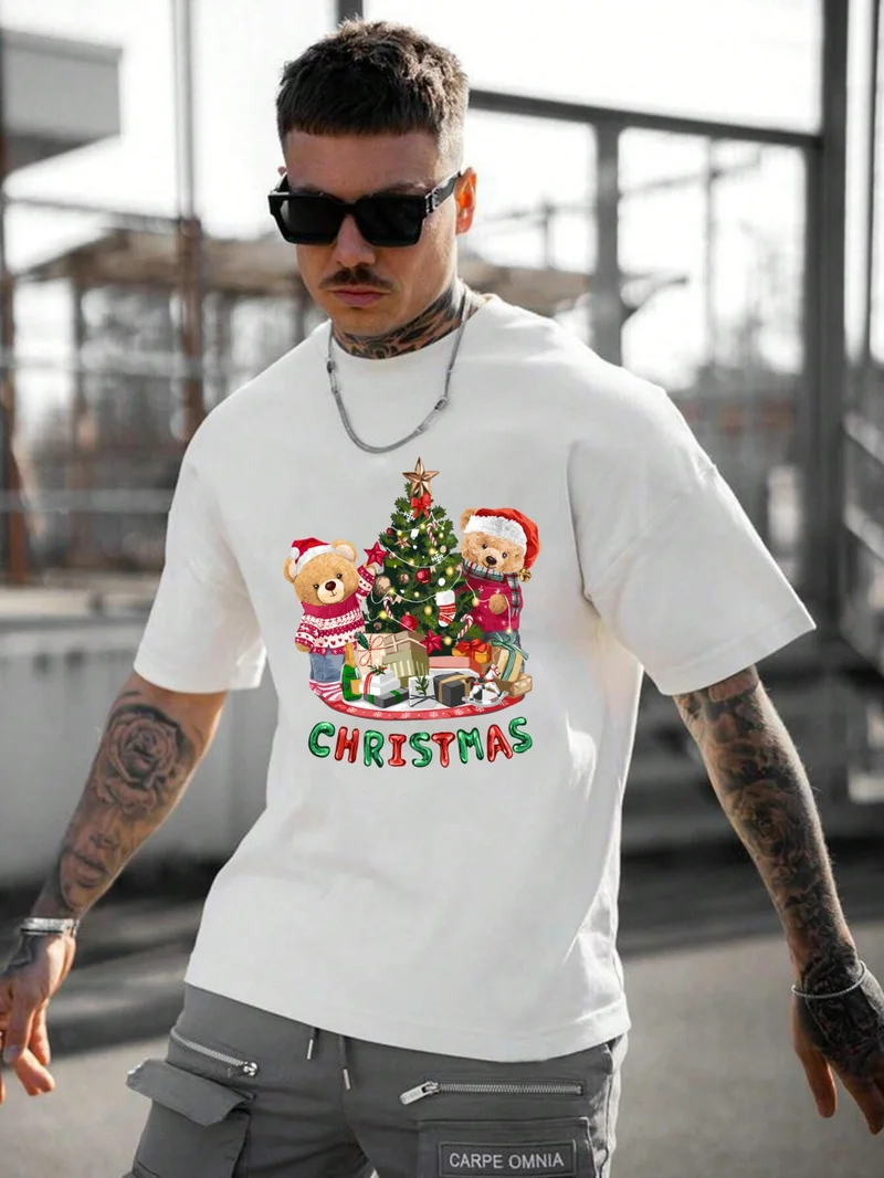دوغ فش Men's Printed White Crew Neck Oversize Teddy Salas T-Shirt