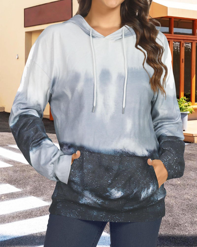 rosemia Women Tie Dye Shirt Cotton Drawstring Hooded Hoodie Fall Casual Cute Tops(Blue Star Tie Dye,XL) - Image 3