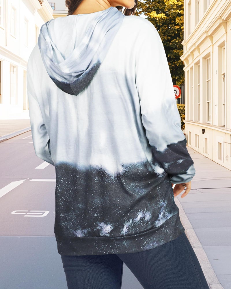 rosemia Women Tie Dye Shirt Cotton Drawstring Hooded Hoodie Fall Casual Cute Tops(Blue Star Tie Dye,XL) - Image 5