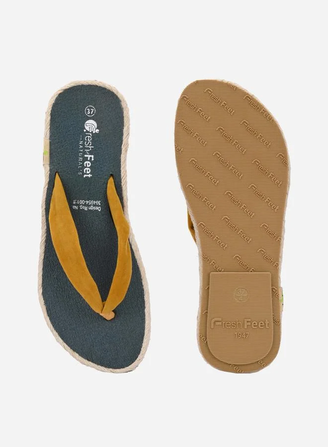 Fresh Feet Fresh Feet Yellow Plain Thong Toe Yoga Mat Slippers