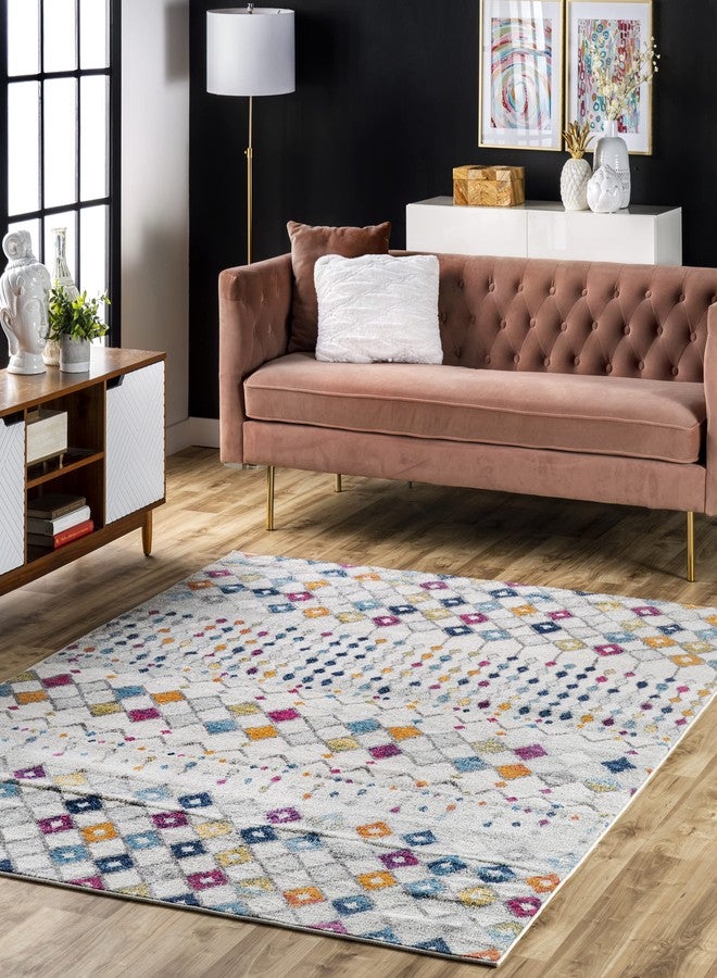 nuLOOM سجادة منطقة مغربية بلايث 2x3 من nuLOOM، متعددة الألوان، تصميم بوهيمي باهت، مقاومة للبقع، لغرفة النوم، غرفة الطعام، غرفة المعيشة، الممر، المكتب، المطبخ، المدخل - Image 1