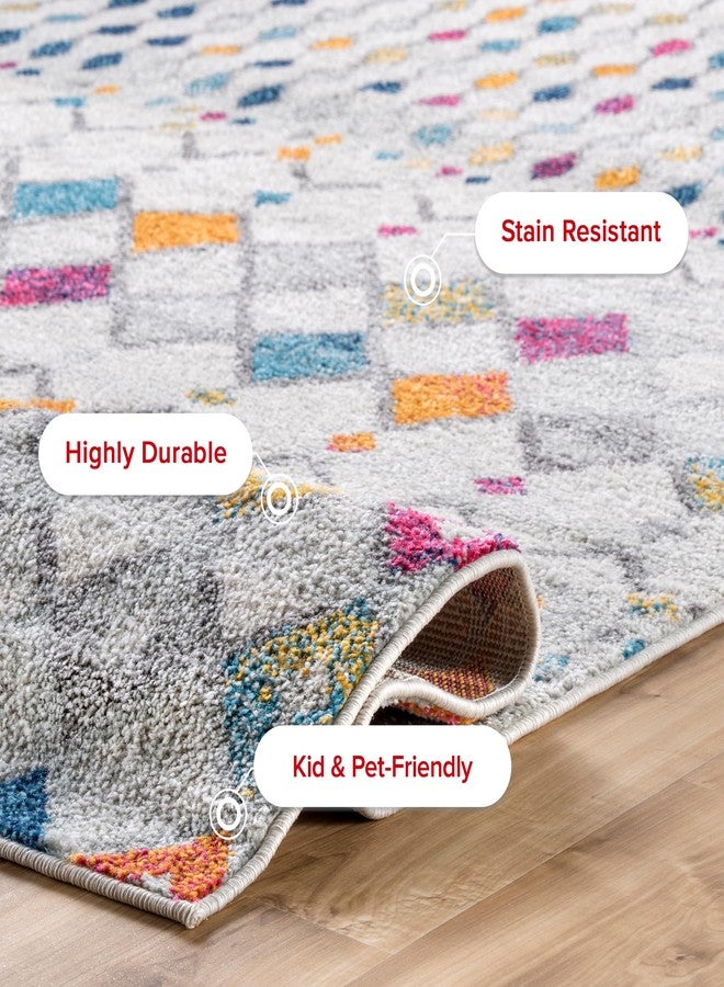 nuLOOM سجادة منطقة مغربية بلايث 2x3 من nuLOOM، متعددة الألوان، تصميم بوهيمي باهت، مقاومة للبقع، لغرفة النوم، غرفة الطعام، غرفة المعيشة، الممر، المكتب، المطبخ، المدخل - Image 3