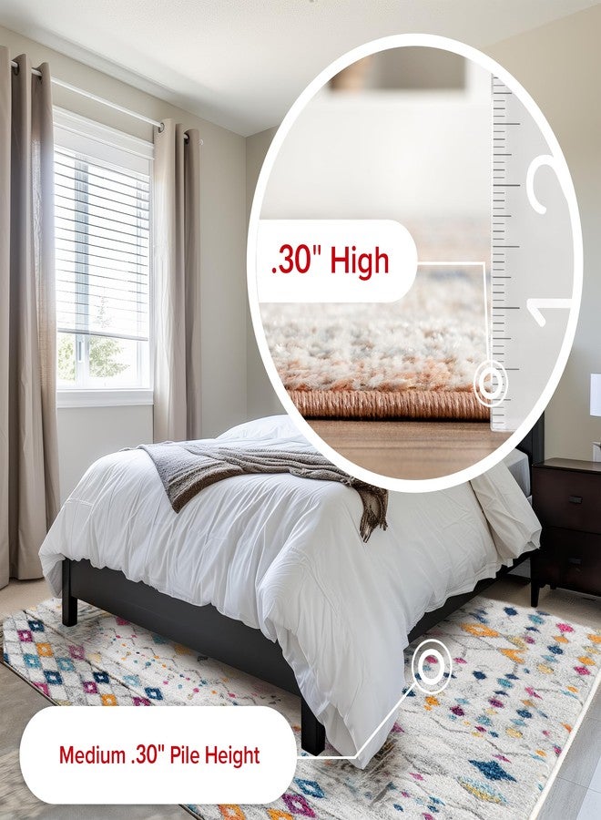 nuLOOM سجادة منطقة مغربية بلايث 2x3 من nuLOOM، متعددة الألوان، تصميم بوهيمي باهت، مقاومة للبقع، لغرفة النوم، غرفة الطعام، غرفة المعيشة، الممر، المكتب، المطبخ، المدخل - Image 4