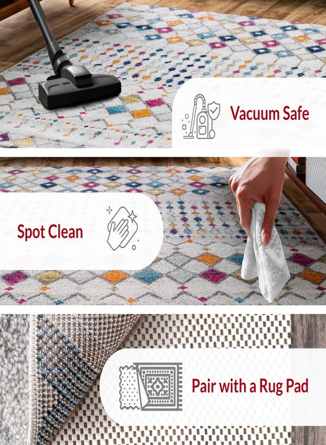 nuLOOM سجادة منطقة مغربية بلايث 2x3 من nuLOOM، متعددة الألوان، تصميم بوهيمي باهت، مقاومة للبقع، لغرفة النوم، غرفة الطعام، غرفة المعيشة، الممر، المكتب، المطبخ، المدخل - Image 2