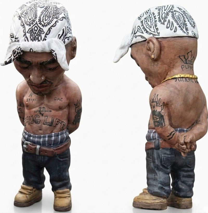 A commemorative art sculpture depicting the legendary rapper Tupac Shakur (2Pac) in a realistic and detailed design. - Image 5