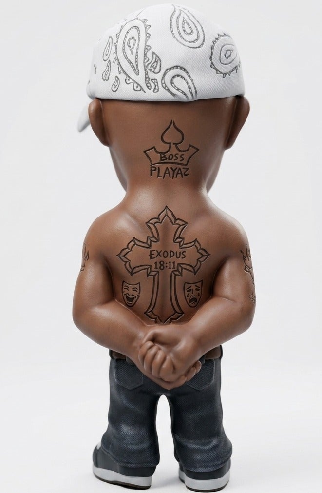 A commemorative art sculpture depicting the legendary rapper Tupac Shakur (2Pac) in a realistic and detailed design. - Image 4