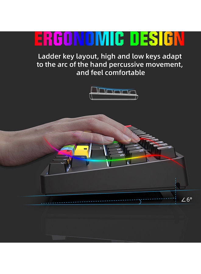 NIBEMINENT 87-Keys Wired Mechanical Keyboard Black/Red/Yellow - Image 4