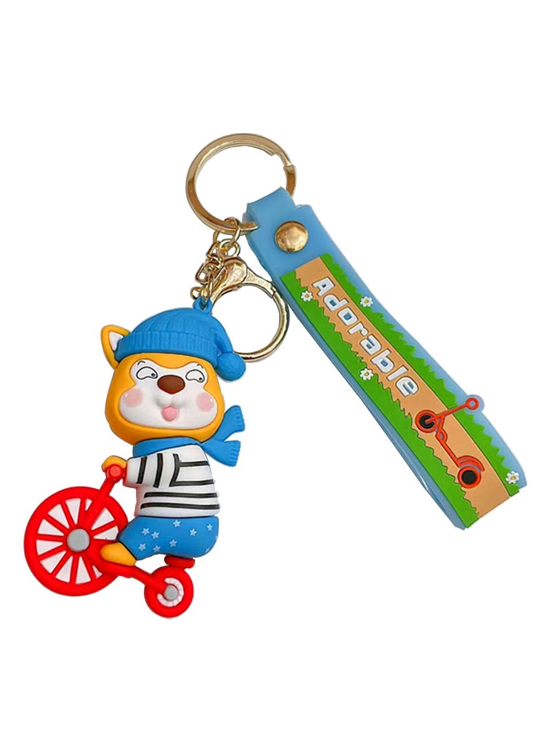 BrainGiggles Kawaii Key Chains For Girls Cute Pendant Cartoon Keyrings Anime Doll Silicone Key Holder for Bag Jewelry Car Keyring Birthday Gift (BICYCLE BEAR) - Image 1