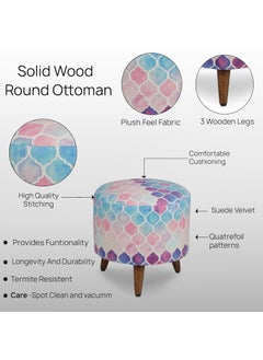 GLOBALLY INDIAN- Where Creativity Meets Living Globally Indian Round Puff Blue and Pink Shade Moraccan Tile  - Image 5