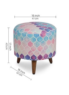 GLOBALLY INDIAN- Where Creativity Meets Living Globally Indian Round Puff Blue and Pink Shade Moraccan Tile  - Image 2