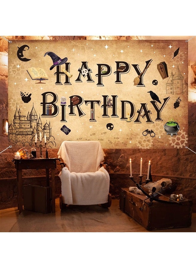 Tatuo Wizard Birthday Party Supplies Wizard Backdrop Banners Birthday Background Magical Wizard Banner Welcome Sign for Boys Girls Photography Birthday Photo Booth Wizard Wall Decor 6 x 3.6 Feet (Train)