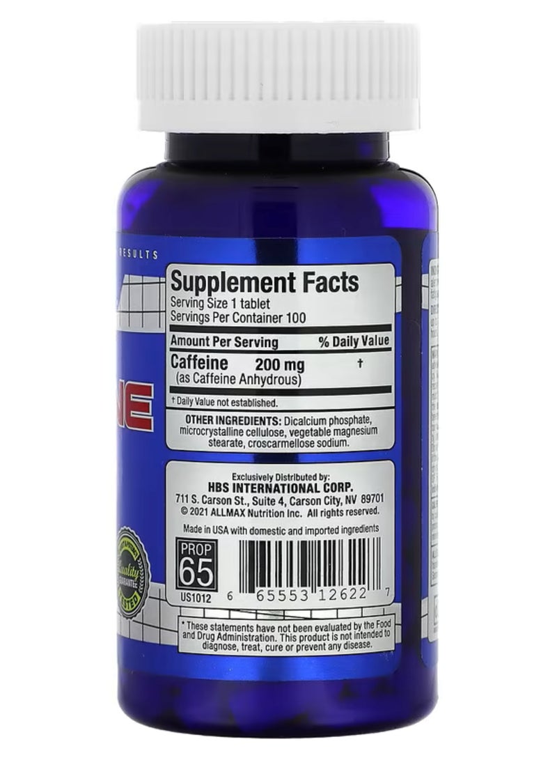 ALLMAX, Essentials, Caffeine, 200 mg, 100 Tablets - Image 2