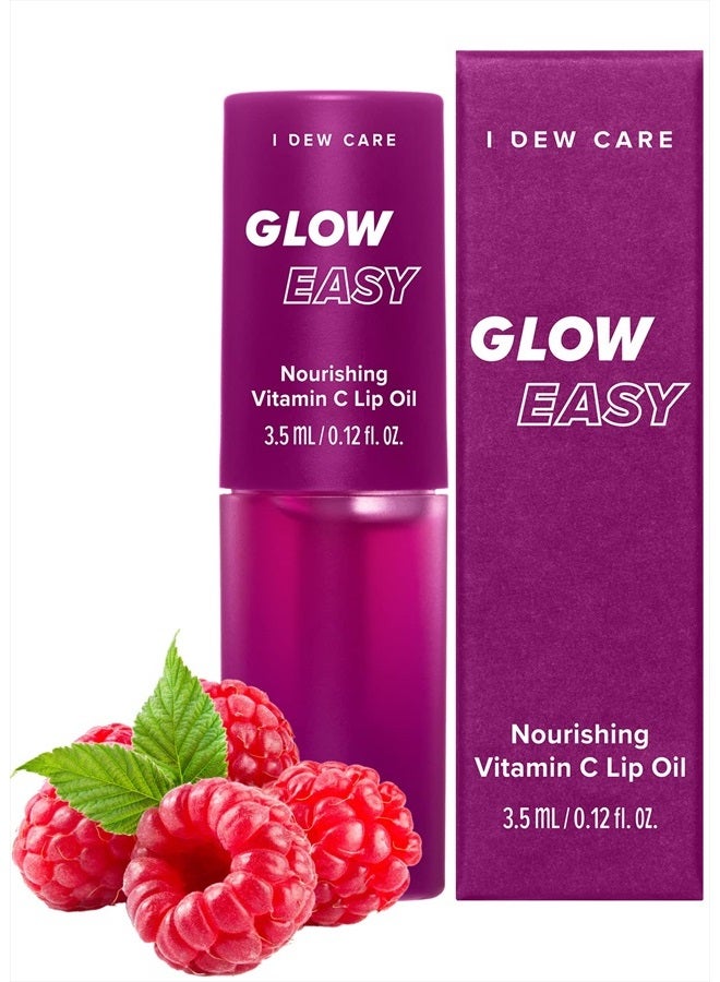I DEW CARE زيت شفاه لامع - توهج سهل | مع زيت بذور الجوجوبا وفيتامين C، صبغة شفاه لامعة ملونة، تلوين شفاه مرطب ومغذي، مكياج كوري، عناية ملونة بالشفاه، هدية، لون وردي، 0.12 أونصة سائلة - Image 1