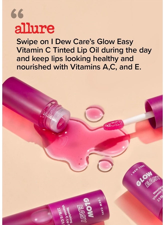I DEW CARE زيت شفاه لامع - توهج سهل | مع زيت بذور الجوجوبا وفيتامين C، صبغة شفاه لامعة ملونة، تلوين شفاه مرطب ومغذي، مكياج كوري، عناية ملونة بالشفاه، هدية، لون وردي، 0.12 أونصة سائلة - Image 3
