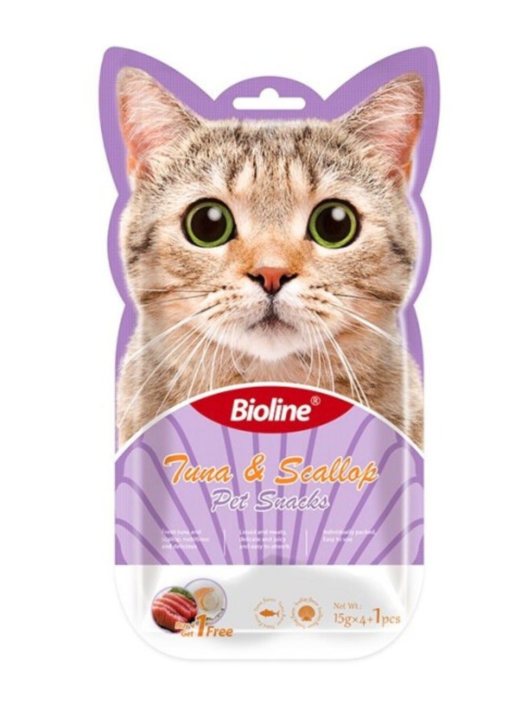 Bioline Cat Treats - 5x15g Tuna & Scallop Flavour