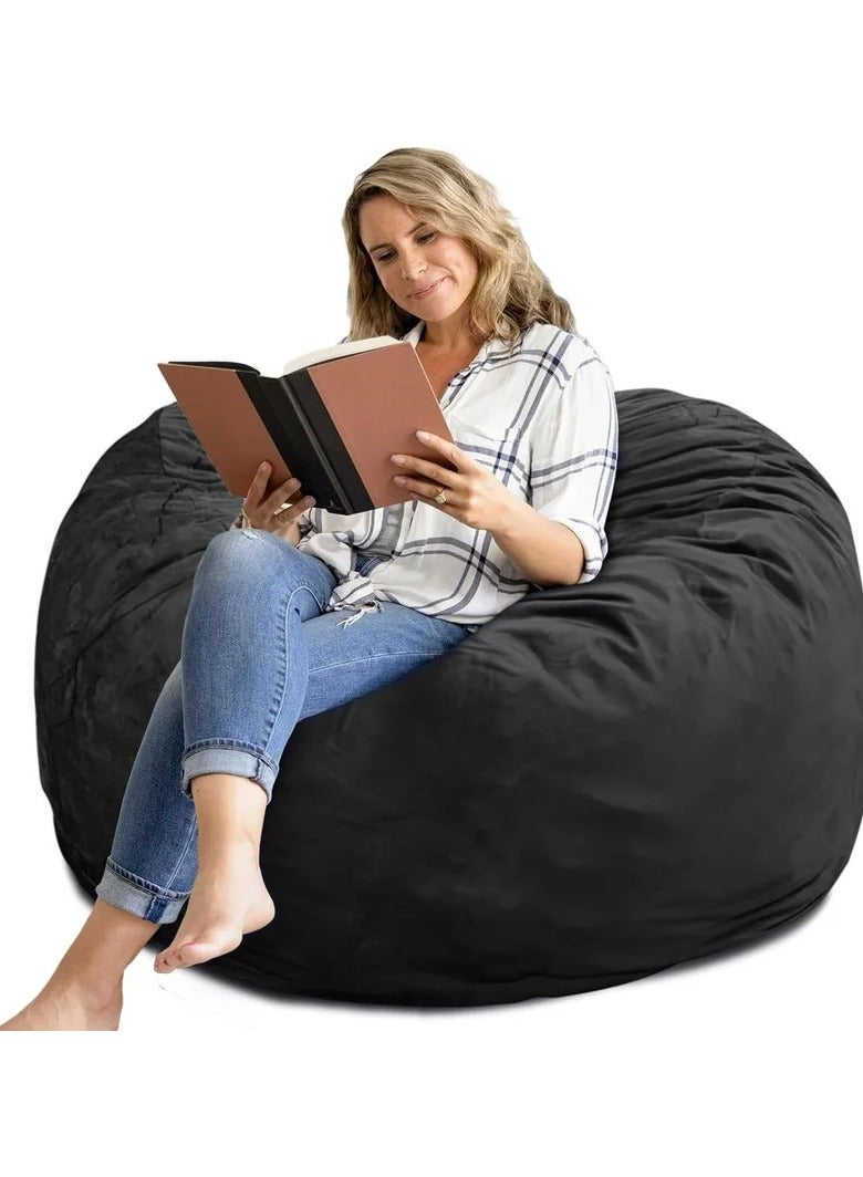 Comfy كرسي bean bag فخم كلاسيكي من المخمل الأسود الكبير - Image 4