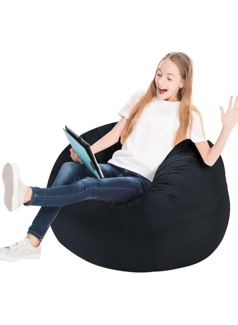 Comfy كرسي bean bag فخم كلاسيكي من المخمل الأسود الكبير - Image 3
