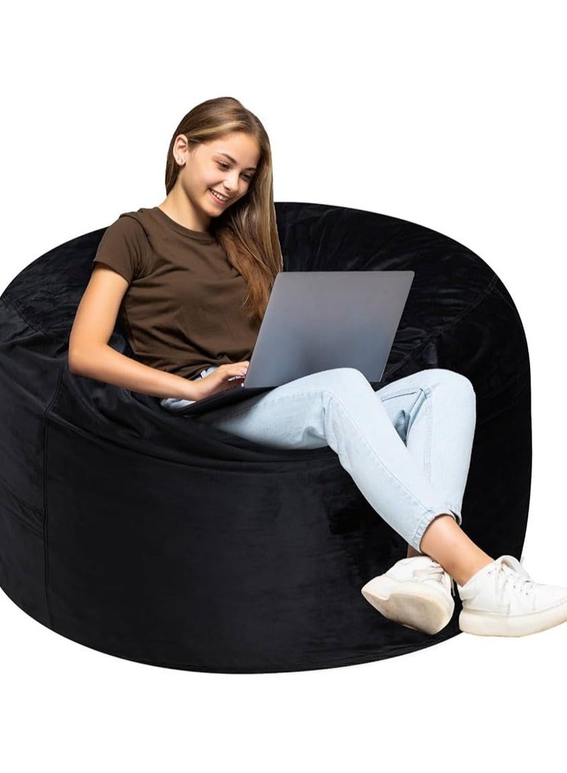 Comfy كرسي bean bag فخم كلاسيكي من المخمل الأسود الكبير - Image 2