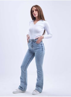 High-Waist Light Acid Wash Flared Jeans. - pzsku/Z8E49E64A04E72E7F937BZ/45/_/1721176316/d9826f6d-bd73-4e4e-a2b6-e27f2dd6c702