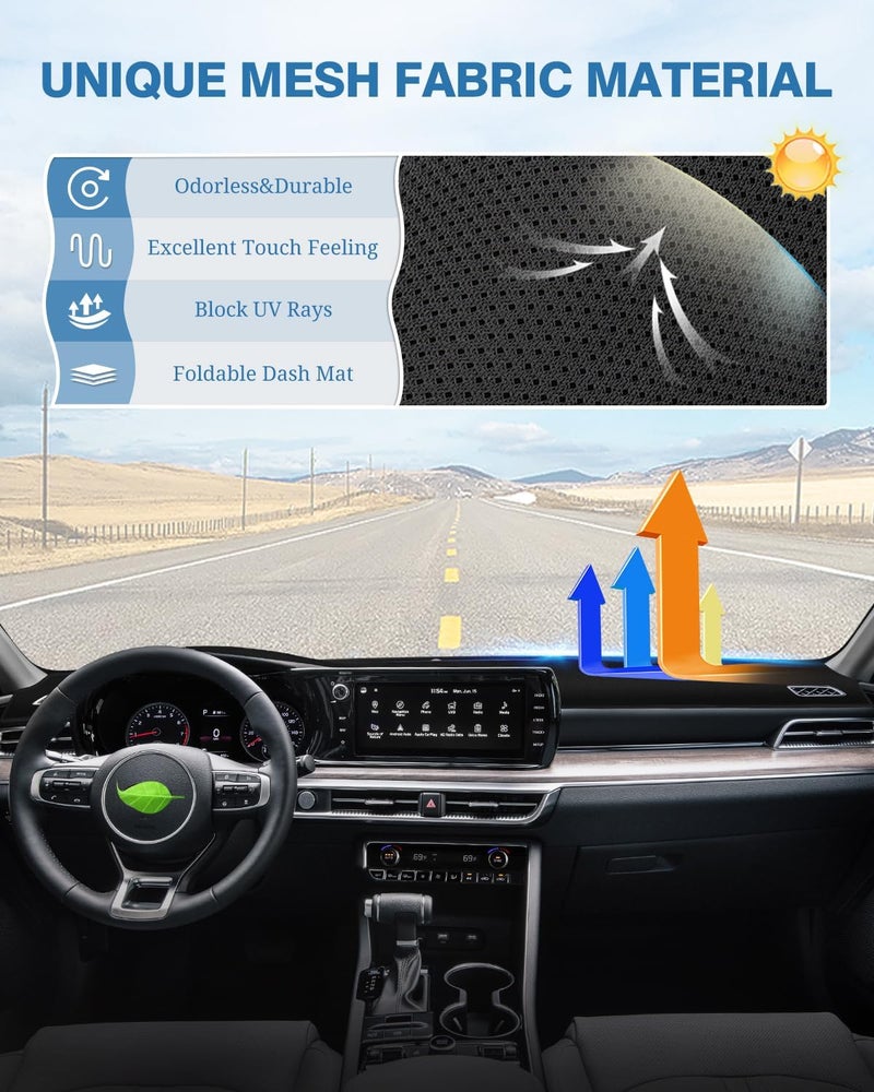 FIILINES Dash Cover Fit for Kia K5 2021 2022 2023 (Without HUD) Dashboard Mat Cover Sunshade Nonslip Mesh Protector No Glare - Image 5