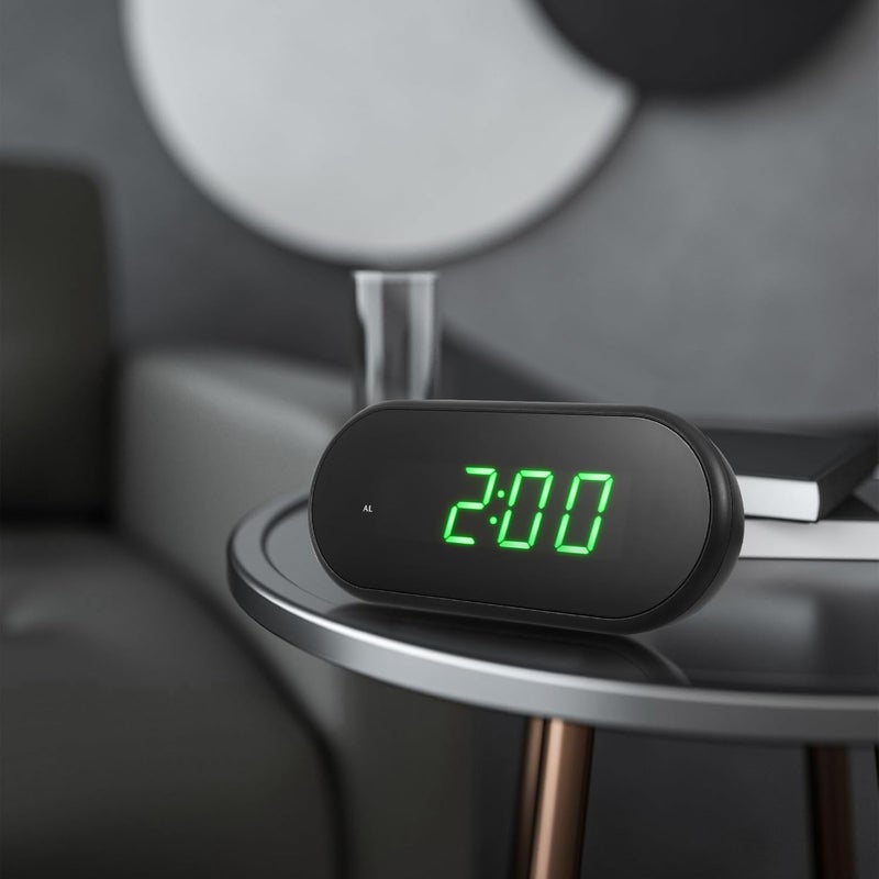TIDTALEO Digital LED Alarm Table Clock with USB Cable, Green Backlight Desktop Clock Dual Powered for Home and Office Use, Battery-Free Design, Adjustable Brightness - Image 4