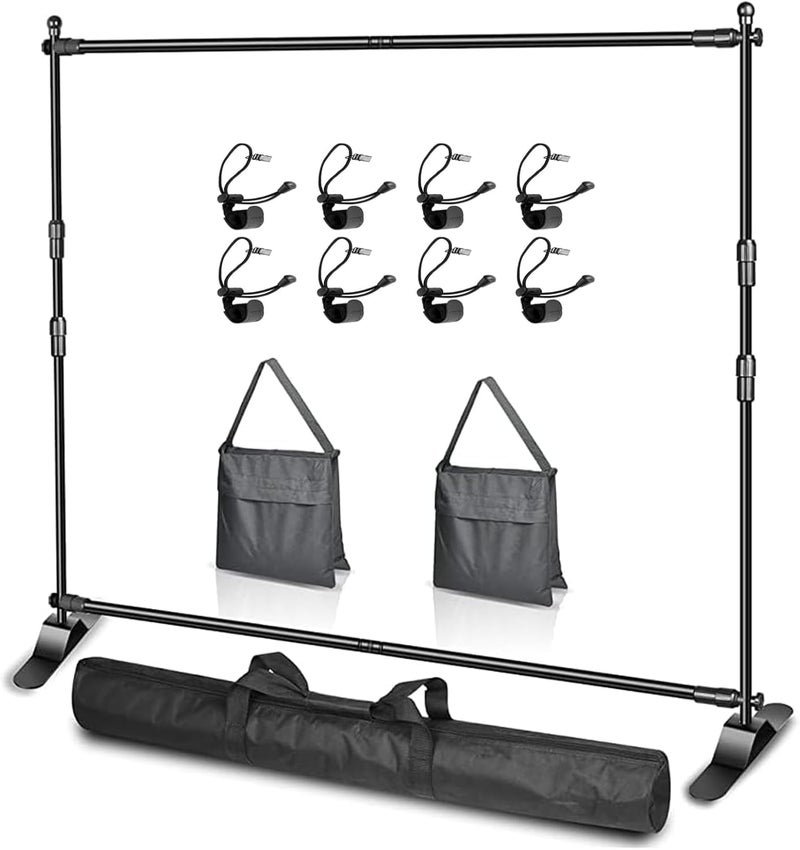 EMART 8x8ft/2.4x2.4m Photo Backdrop Banner Stand Heavy Duty - Adjustable Telescopic Tube Trade Show Display Frame for Professional Photography Background Kit, Party Decoration, Photoshoot, Exhibition - Image 1