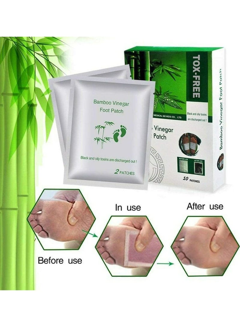 Bamboo EXPORT TOX FREE Premium Detox Foot patches Cleansing Toxin Remover Foot Pad Stress Relief Sleep Weight Loss Patch For Men And Women 1 BOXES 10 Patches - Image 3