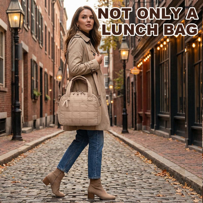 LEDAOU Lunch Box for Women Lunch bag Quilted Puffer Lunch Box with Adjustable Strap Insulated Reusable Lunch Tote for Work School Picnic Travel - Image 2