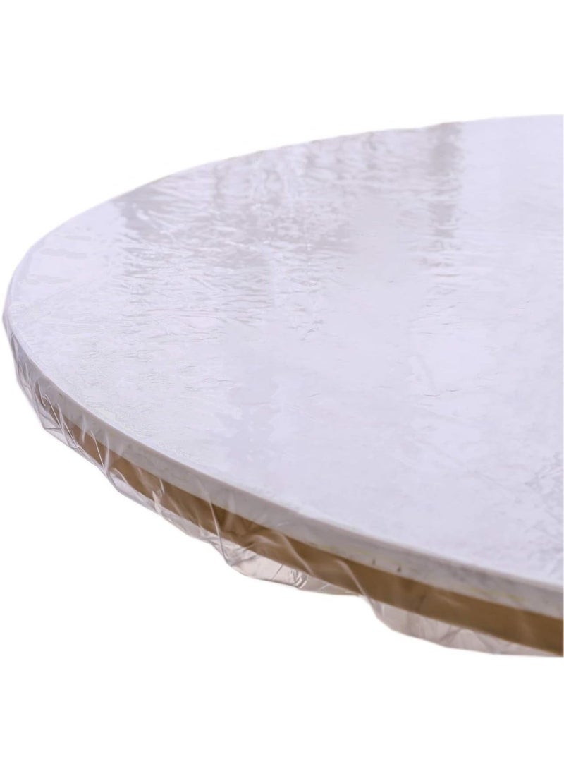 BenQuand 10 Pack Disposable Table Cloth Clear Plastic Film Cover， Lightweight Compact Waterproof Elastic Tablecloths for Outdoor Park Camping， Round Rectangle Tables Portable Folding Tabletop (10, Tab10-160) - Image 2