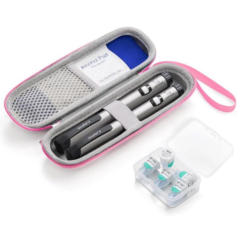 sijidou Insulin Cooler Travel Case Portable Insulin Travel Case Insulin Cooling Cases Insulated Organizer for Insulins Pens Pink