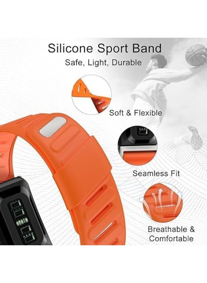 AURORA حزام بديل سيليكون رياضي AURORA متوافق مع جهاز تتبع اللياقة البدنية والنشاط Whoop Life، متين، مريح وقابل للتنفس وحزام معصم قابل للتعديل سهل الاستخدام ومثالي لكل مناسبة باللون البرتقالي - Image 4