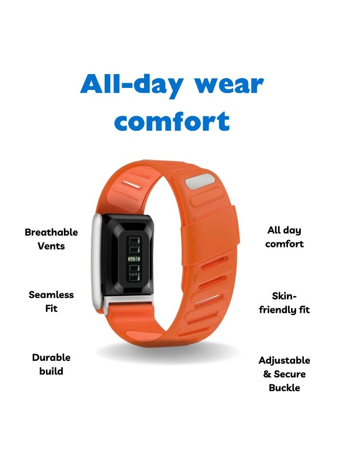 AURORA حزام بديل سيليكون رياضي AURORA متوافق مع جهاز تتبع اللياقة البدنية والنشاط Whoop Life، متين، مريح وقابل للتنفس وحزام معصم قابل للتعديل سهل الاستخدام ومثالي لكل مناسبة باللون البرتقالي - Image 5