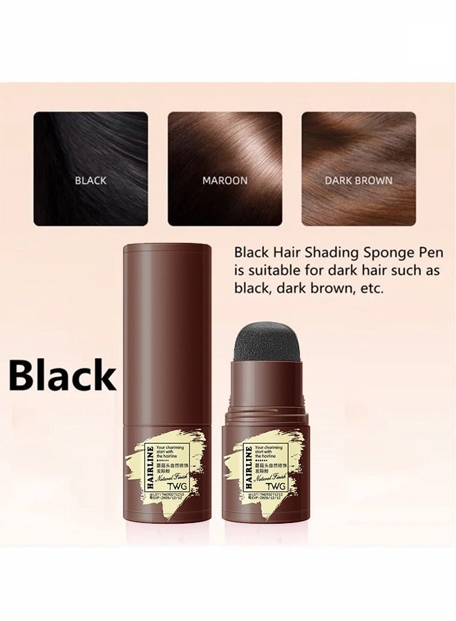 TWG Hairline Powder , Repair Stick, Natural Black Shade Hairline Powder,Shadow Sponge Pen Waterproof Hair Root Concealer For Thinning Hair Root Touch-Up #01 - Image 2