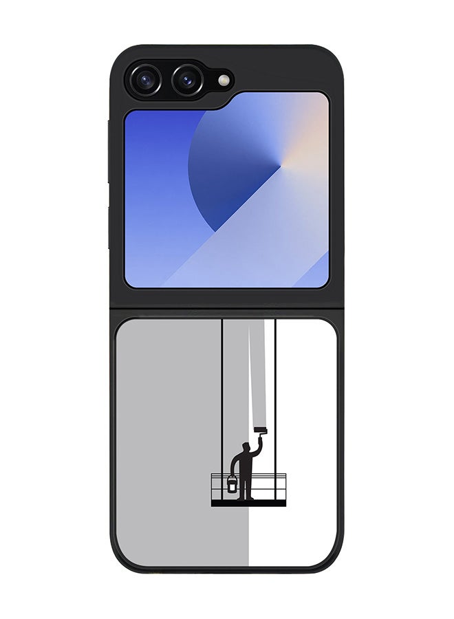 Stylizedd Rugged Black edge case for Samsung Galaxy Z Flip7 FE, Slim fit Soft Case Flexible Anti Drop TPU Gel Thin Cover -  Paint Hanger (Grey) - Image 1