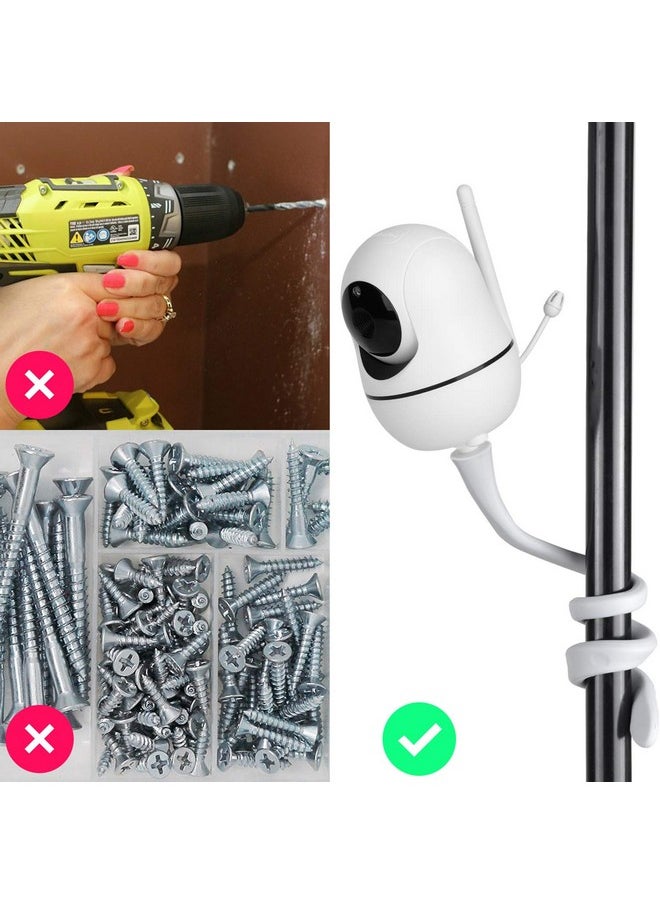 iTODOS iTODOS Baby Monitor Mount Compatible with HelloBaby HB65/HB66/HB248,ANMEATE SM935E Baby Monitor Camera, Versatile Twist Mount Without Tools or Wall Damage -White  - Image 4