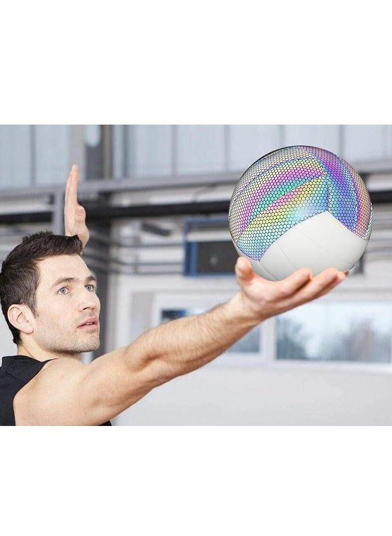 Generic Reflective volleyball size 5, reflective luminous leather volleyball - gift for children, men and women indoor outdoor night volleyball  - Image 3