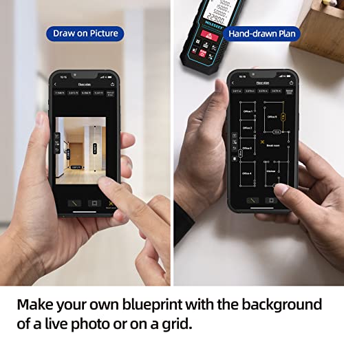 MILESEEY Laser Measurement Tool, 229Ft Laser Measure with Digital Angle Level, Laser Tape Measure with Phone App, Record Data and Make Your own Sketch Support Hand-Drawn Plan/Draw on Picture - Image 3