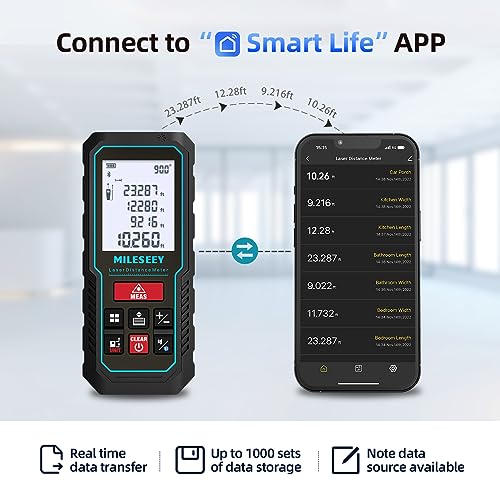 MILESEEY Laser Measurement Tool, 229Ft Laser Measure with Digital Angle Level, Laser Tape Measure with Phone App, Record Data and Make Your own Sketch Support Hand-Drawn Plan/Draw on Picture - Image 2