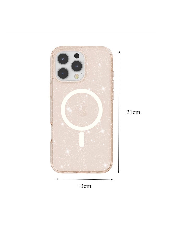 for iPhone 16 Pro Case Clear Glitter Compatible with Magsafe, Sparkly Bling Transparent Slim Thin Magnetic Mag Safe Case Cute, Girly Aesthetic Glittery Shiny Sparkle Rubber for Women Girls - Image 3
