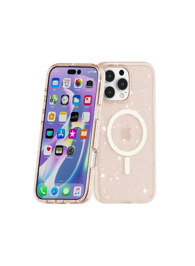 for iPhone 16 Pro Case Clear Glitter Compatible with Magsafe, Sparkly Bling Transparent Slim Thin Magnetic Mag Safe Case Cute, Girly Aesthetic Glittery Shiny Sparkle Rubber for Women Girls - Image 1