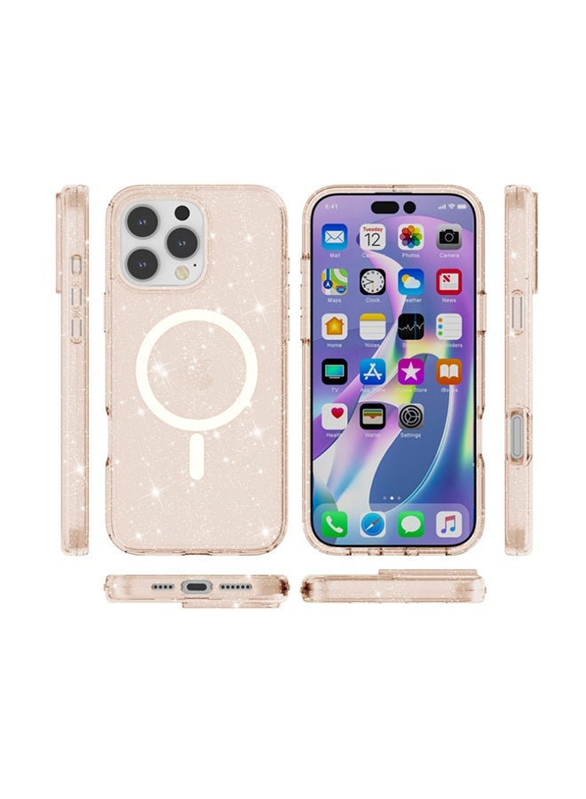 for iPhone 16 Pro Case Clear Glitter Compatible with Magsafe, Sparkly Bling Transparent Slim Thin Magnetic Mag Safe Case Cute, Girly Aesthetic Glittery Shiny Sparkle Rubber for Women Girls - Image 2