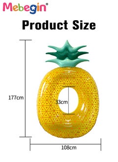 MEBEGIN Pineapple Shape Swimming Rings, Unique Inflatable Pool Float, Sturdy Durable Swimming Ring, Fun Water Toys, Suitable for Summer Pools, Beaches, Parties and Water Sports, 177*108cm  - Image 4