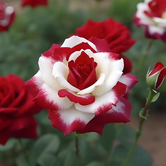 DouxiE 20 Rare Twin Red White Rose Flower Seeds for Planting - Captivating Garden Blooms Non GMO Heirloom Garden - Planting Instructions for Easy Grow - Great Gardening Gifts - Image 2
